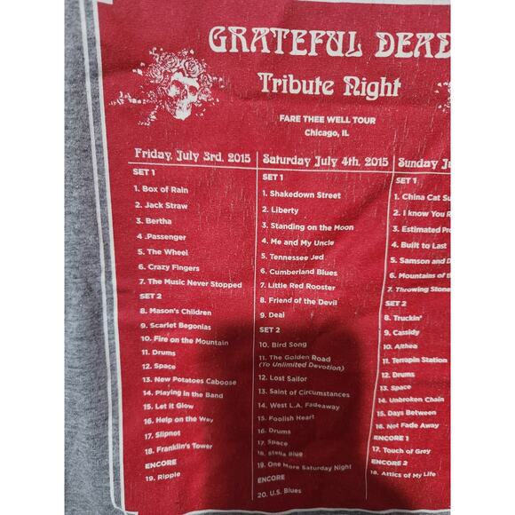 Rare Grateful Dead Tribute Night T Shirt Mens Size Med Grey Chicago Farewell - Picture 8 of 12